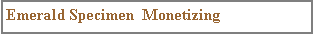 Text Box: Emerald Specimen  Monetizing
